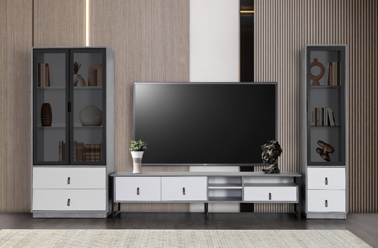 Комплект для гостиной DOMA Комплект для гостиной/горка A-LOFT-357см белый, светло серый купить,NaN