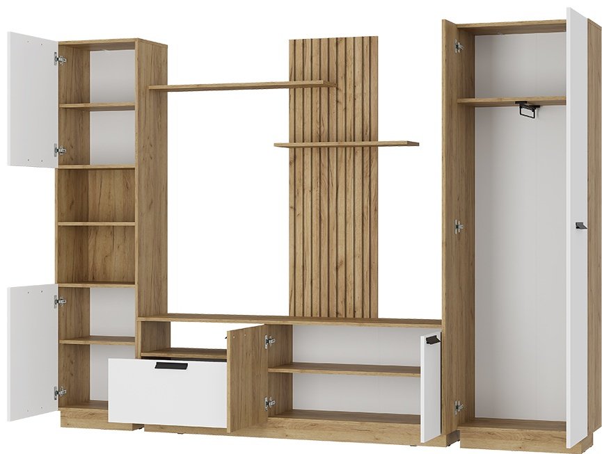 Стенка DOMA Горка/Стенка/Гостиная MISH-2,6M 260х188х35 см, белый, светло-коричневый купить,NaN