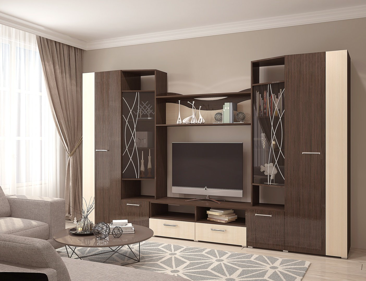 Стенка DOMA GAM-3.2M 89651 320х202х46 см, коричневый купить,NaN