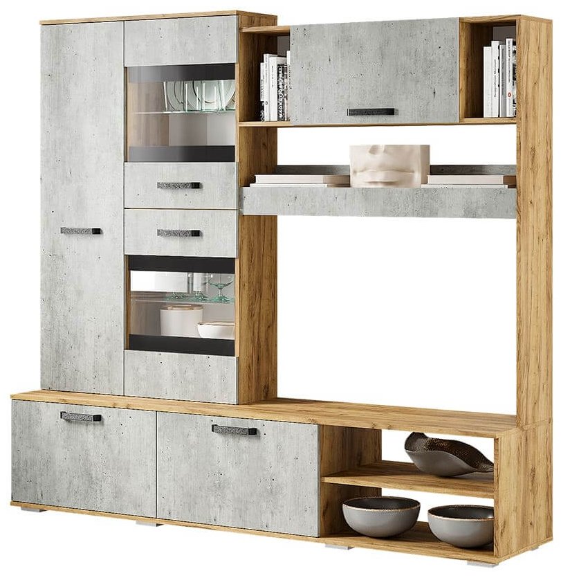 Стенка DOMA TR-2M 815648 200х186х46 см, серый, коричневый купить,NaN