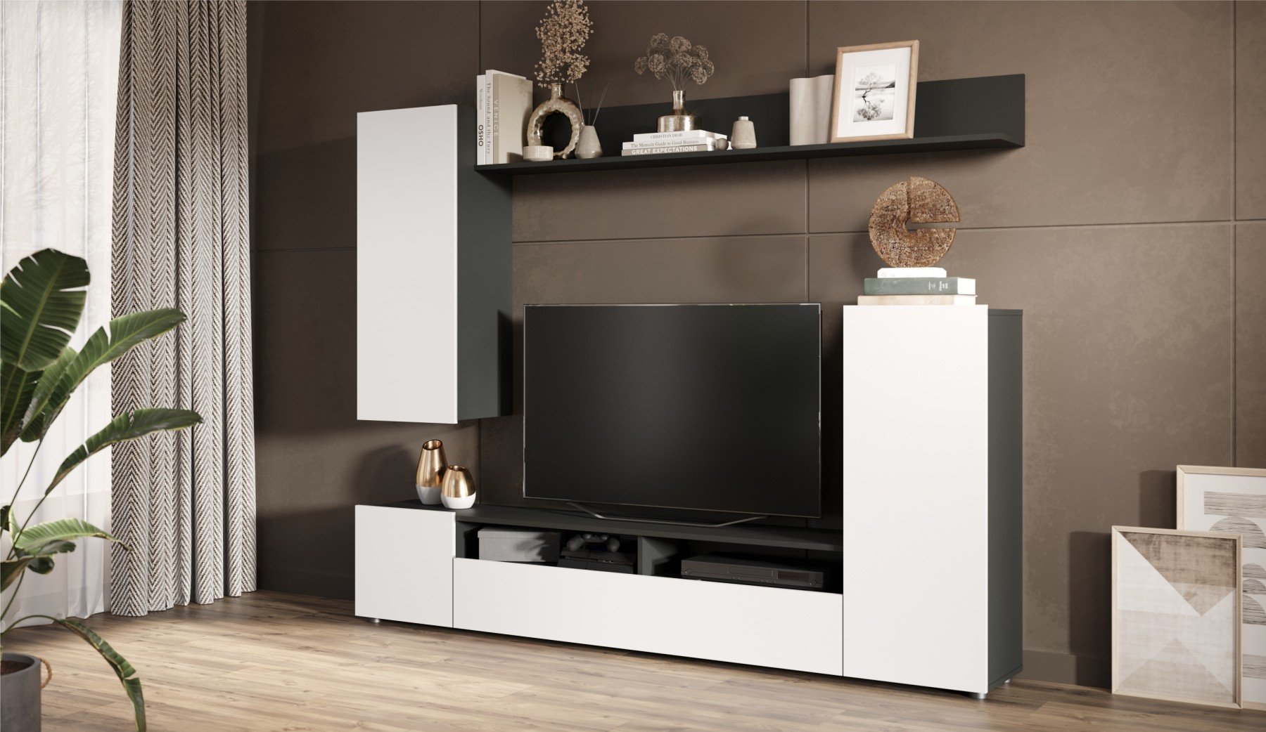 Стенка DOMA NEO-LITE 20212135 белый, коричневый купить,NaN