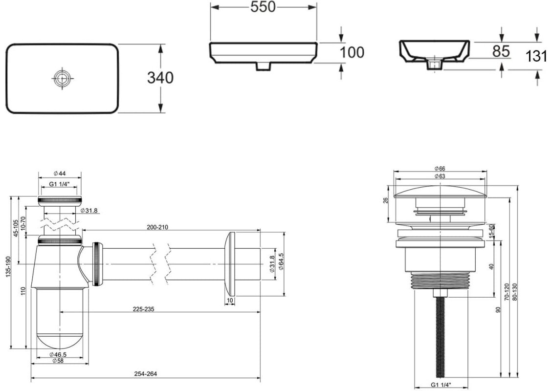 Раковина Lavinia Boho Bathroom Sink 21520112 накладная прямоугольная 34, санфарфор купить,NaN