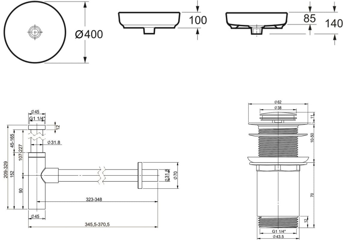 Раковина Lavinia Boho Bathroom Sink 21520205 накладная круглая 40, фарфор купить,NaN