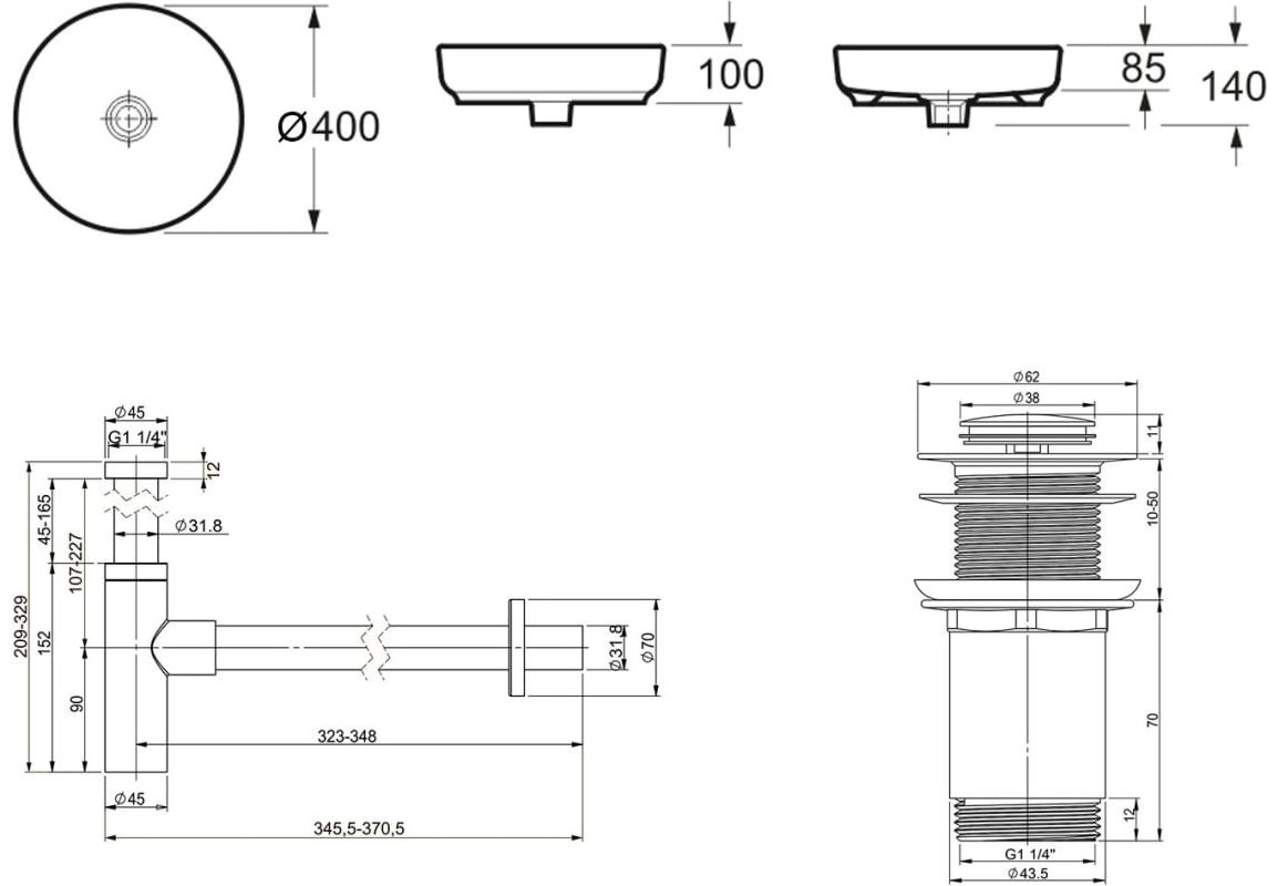 Раковина Lavinia Boho Bathroom Sink 21520205 накладная круглая 40, фарфор купить,NaN
