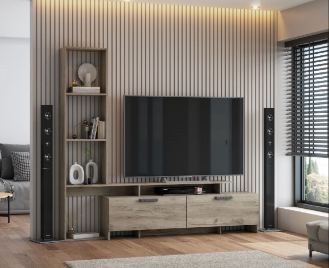 Стенка DOMA LUCHIA 4512 187.2х175х30 см, серый, светло-коричневый купить,NaN