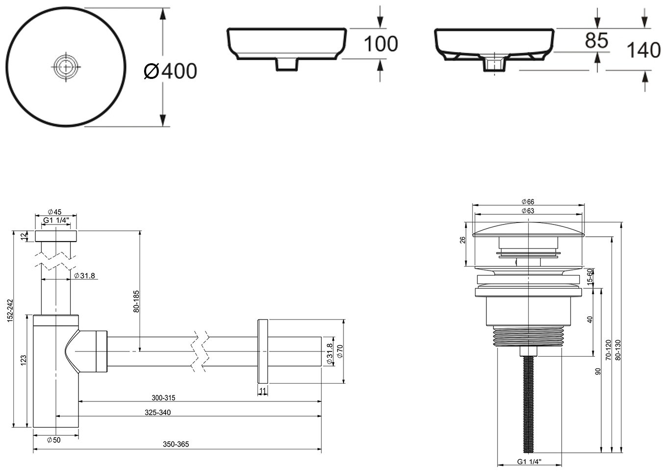 Раковина Lavinia Boho Bathroom Sink 21520168 накладная круглая 40, фаянс купить,NaN