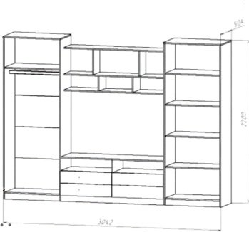 Стенка DOMA Palermo 7 6529911 304.2х220х50.4 см, белый, серый купить,NaN