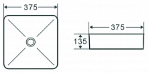 Раковина TERMINUS 05RN37x37x13W накладная квадратная 37, санфарфор купить,NaN