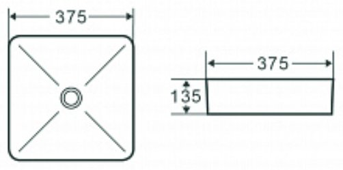 Раковина TERMINUS 05RN37x37x13W накладная квадратная 37, санфарфор купить,NaN