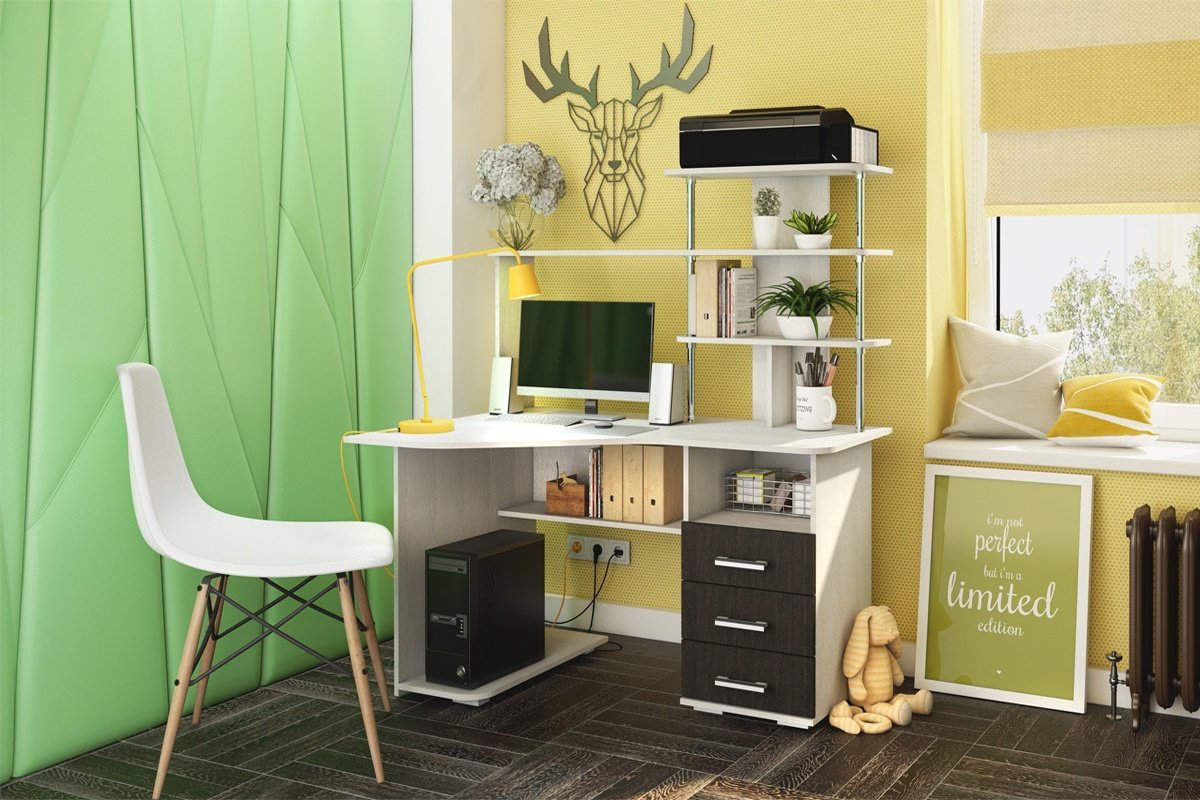 Стол компьютерный с надстройкой DOMA Forest 2, 130х90x150 см, коричневый, бежевый купить,NaN