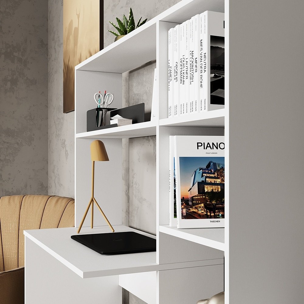 Стол компьютерный с надстройкой DOMA ST04, 113х40x142 см, белый купить,NaN