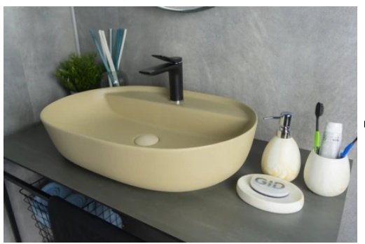 Раковина GID-ceramic Sr1346 накладная овальная 61, керамика купить,93900