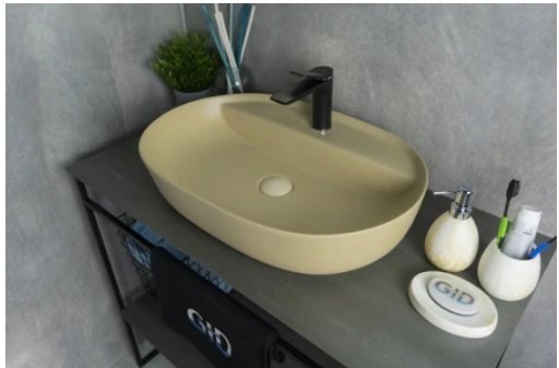 Раковина GID-ceramic Sr1346 накладная овальная 61, керамика купить,93900