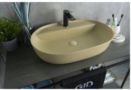 Раковина GID-ceramic Sr1346 накладная овальная 61, керамика купить,93900