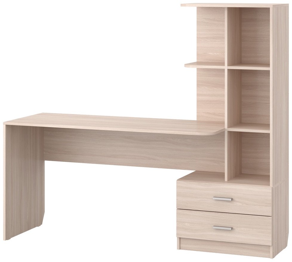 Стол компьютерный с надстройкой Ереке Мебель Lucky HM S, 170х56x150 см, бежевый, сиреневый купить,NaN