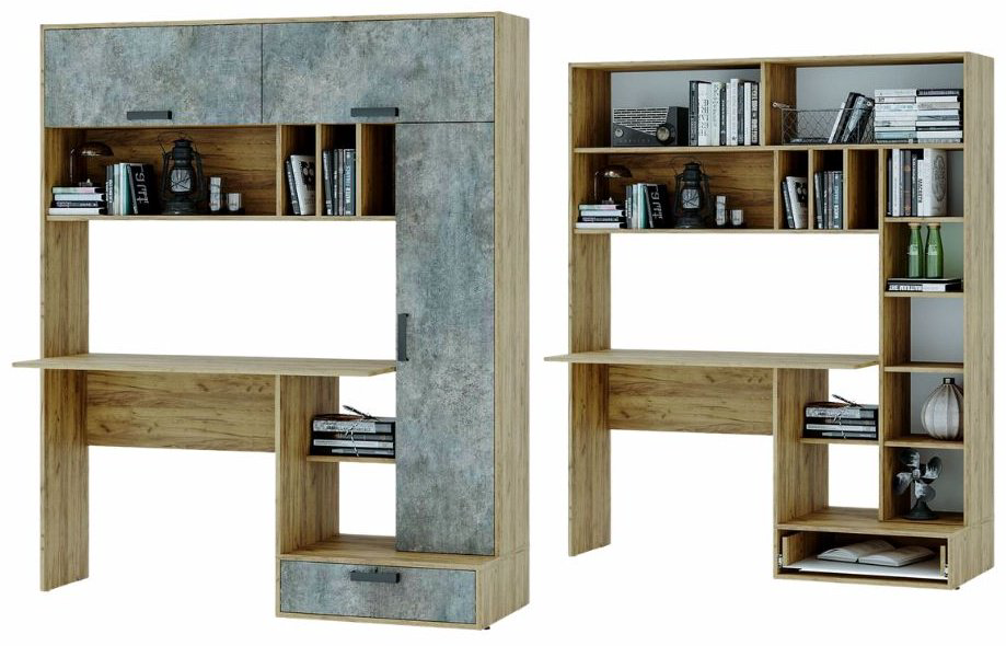 Стол компьютерный с надстройкой DOMA TEH, 150х57x180 см, серый, светло-коричневый купить,NaN