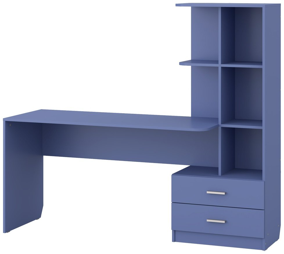 Стол компьютерный с надстройкой Ереке Мебель Lucky HM S, 170х56x150 см, синий купить,NaN