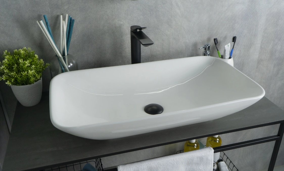 Раковина GID-ceramic N9122 накладная прямоугольная 71, керамика купить,NaN