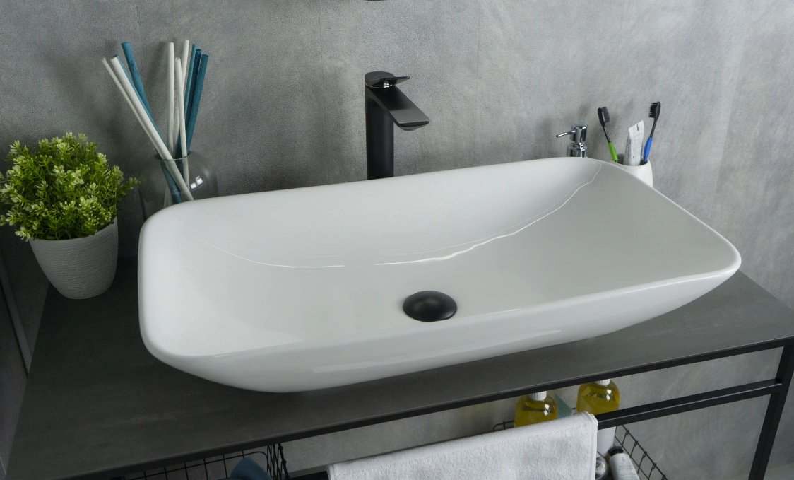 Раковина GID-ceramic N9122 накладная прямоугольная 71, керамика купить,NaN