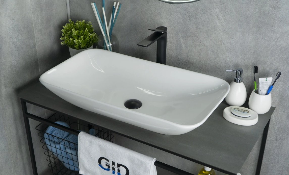 Раковина GID-ceramic N9122 накладная прямоугольная 71, керамика купить,NaN
