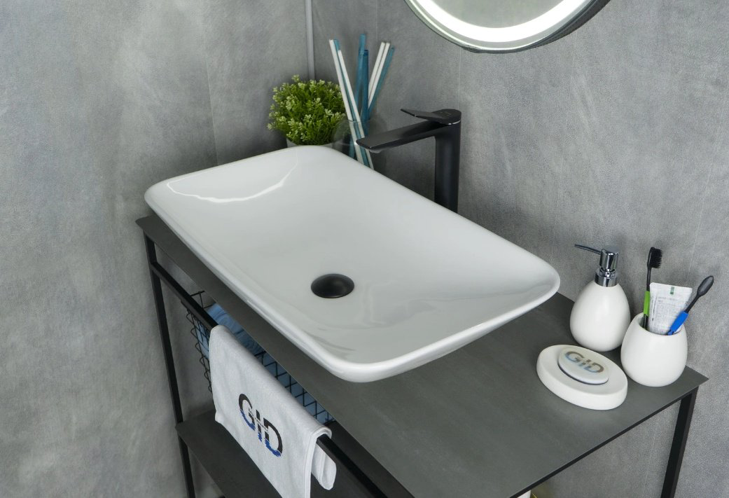Раковина GID-ceramic N9122 накладная прямоугольная 71, керамика купить,NaN