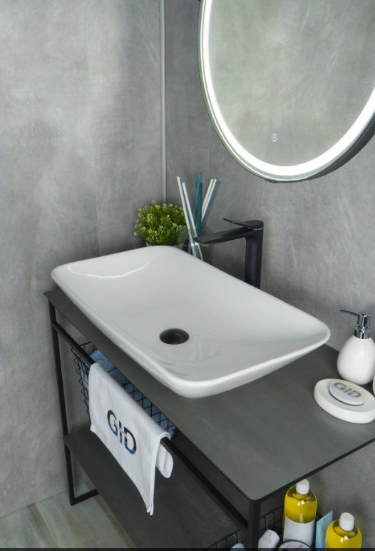 Раковина GID-ceramic N9122 накладная прямоугольная 71, керамика купить,NaN
