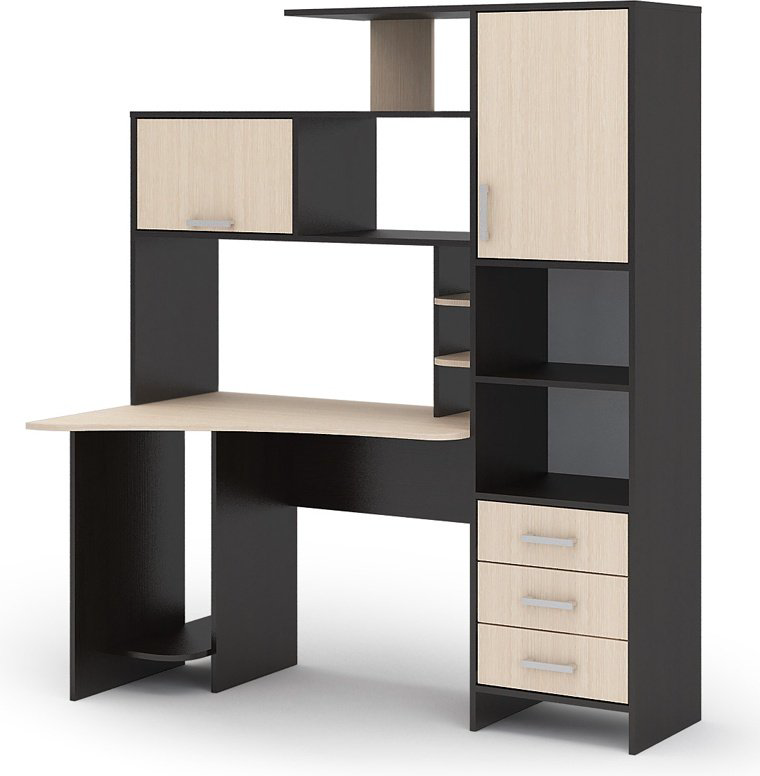 Стол компьютерный с надстройкой DOMA 666 L, 150х81.4x182 см, коричневый, бежевый купить,NaN