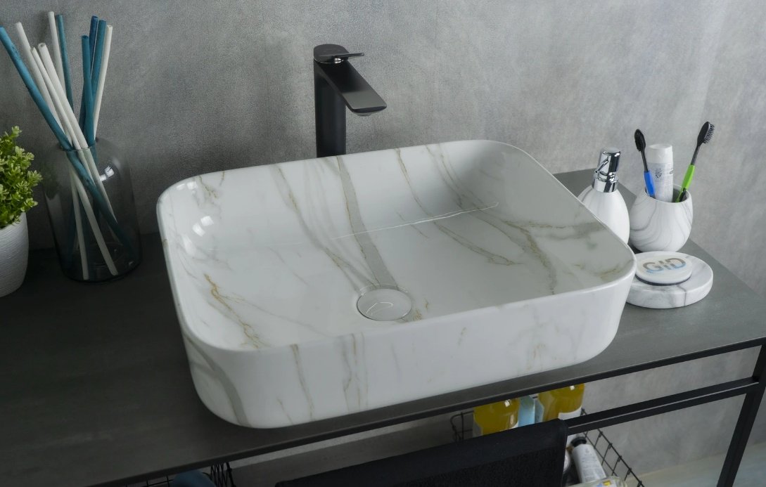 Раковина GID-ceramic Mnc190 накладная прямоугольная 50, керамика купить,NaN