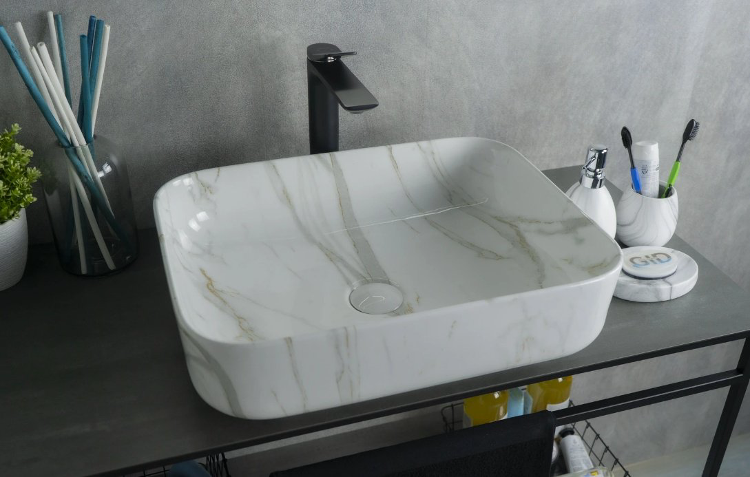 Раковина GID-ceramic Mnc190 накладная прямоугольная 50, керамика купить,NaN