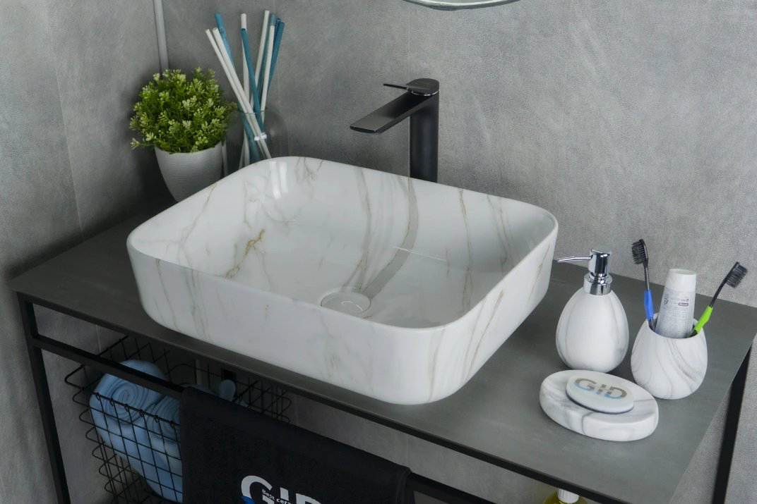 Раковина GID-ceramic Mnc190 накладная прямоугольная 50, керамика купить,NaN