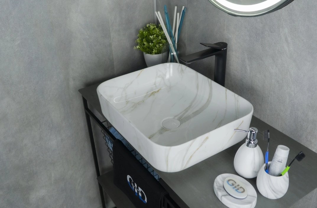Раковина GID-ceramic Mnc190 накладная прямоугольная 50, керамика купить,NaN