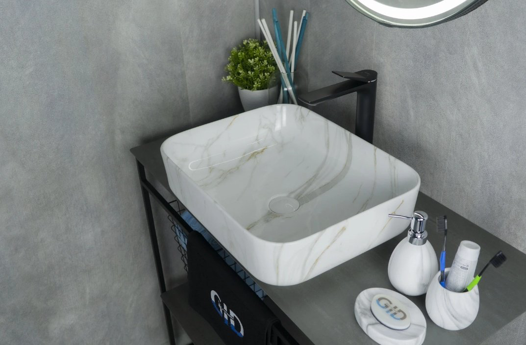 Раковина GID-ceramic Mnc190 накладная прямоугольная 50, керамика купить,NaN