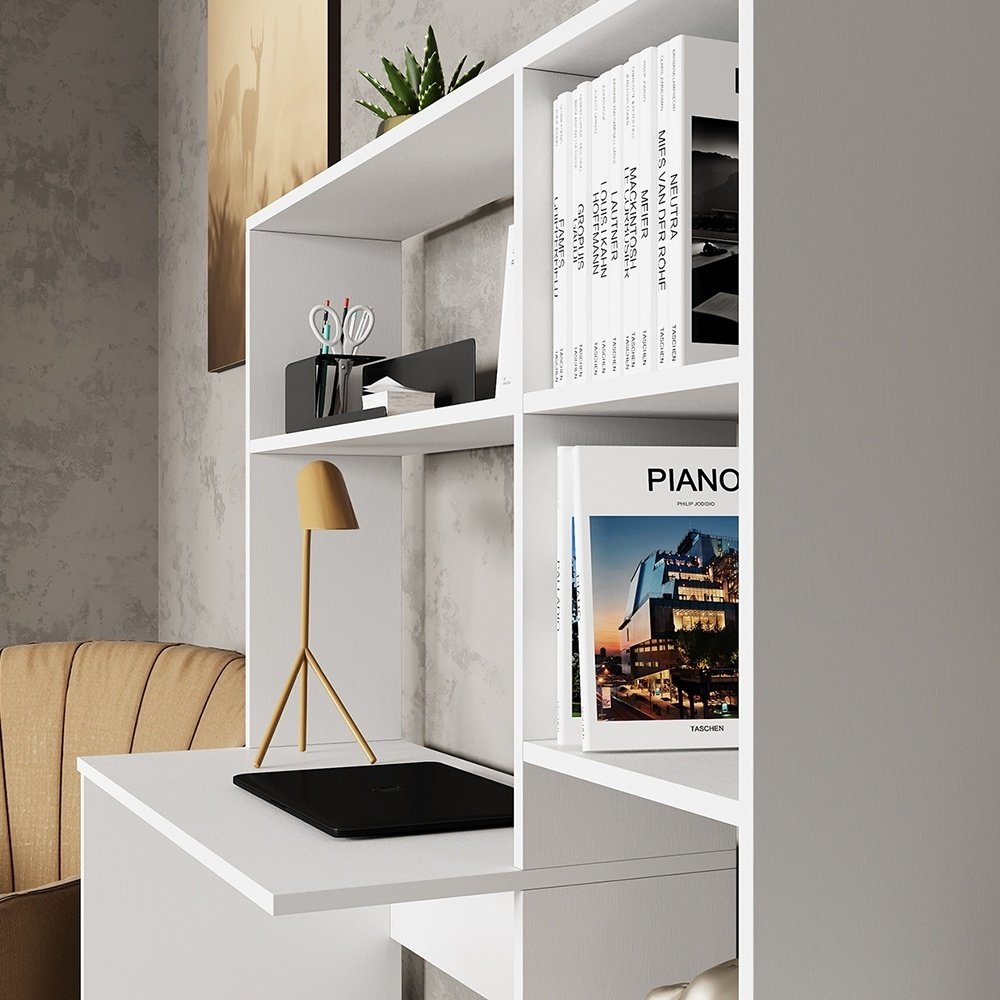 Стол компьютерный с надстройкой DOMA ST04, 113х40x142 см, белый купить,NaN