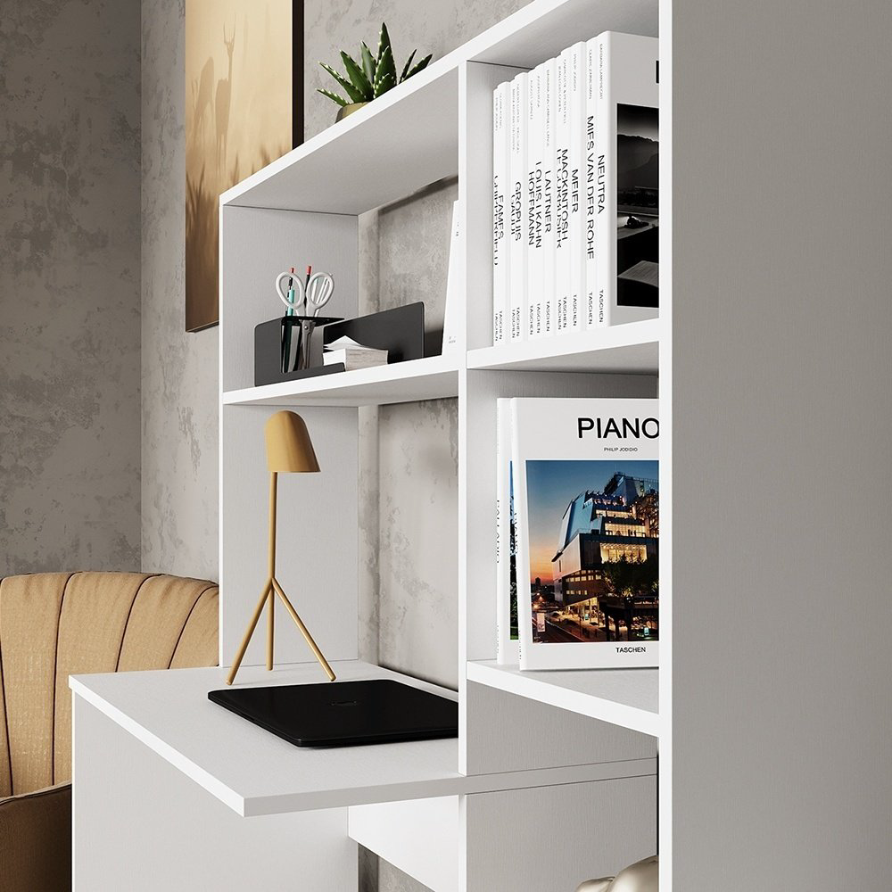 Стол компьютерный с надстройкой DOMA ST04, 113х40x142 см, белый купить,NaN
