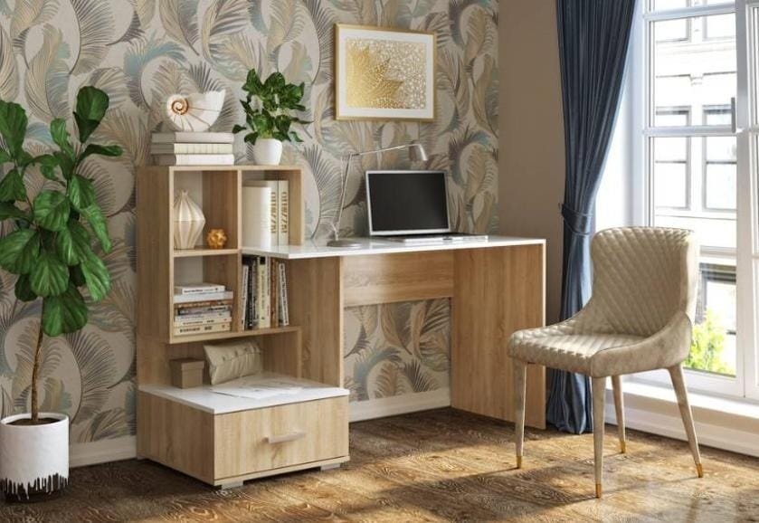Стол компьютерный DOMA PK-110, 148х57x105 см, белый, светло-коричневый купить,NaN
