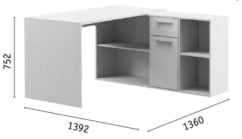 Стол письменный DOMA LITE-NEW, 139.2х136x75.2 см, белый купить,NaN