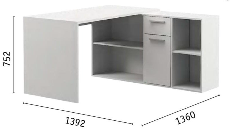 Стол письменный DOMA LITE-NEW, 139.2х136x75.2 см, белый купить,NaN