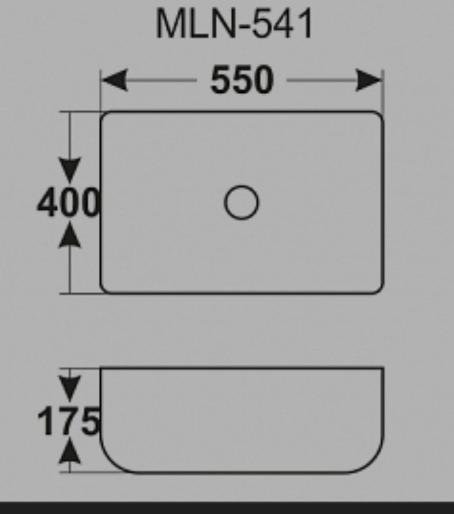 Раковина MELANA 800-541 подстольная прямоугольная 40 см, фарфор