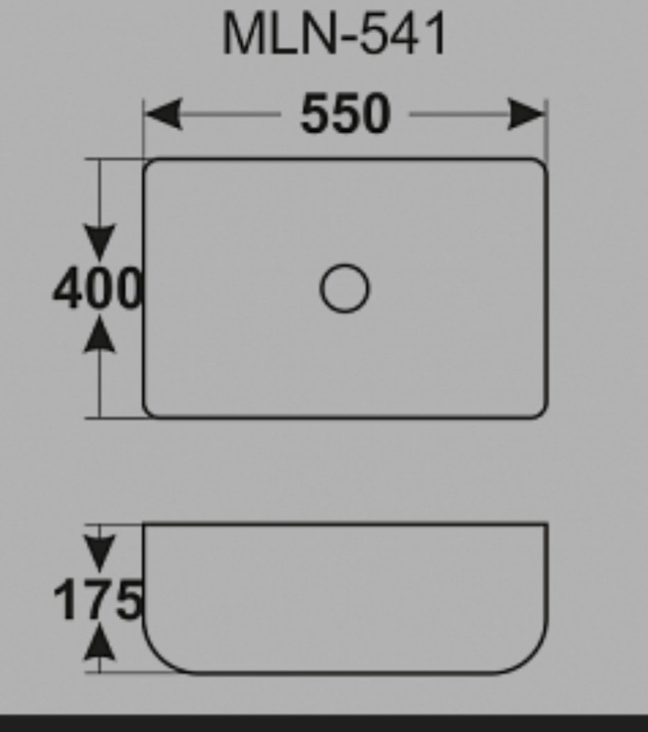 Раковина MELANA 800-541 подстольная прямоугольная 40 см, фарфор