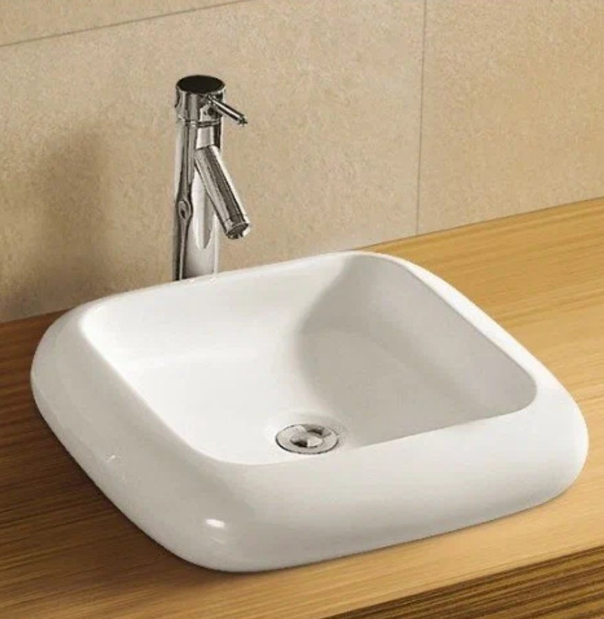 Раковина WeltWasser ELBACH 3061 накладная квадратная 45 см, фаянс купить,NaN