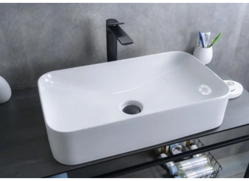 Раковина GID-ceramic N9596 накладная прямоугольная 61, керамика купить,NaN