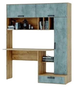 Стол компьютерный с надстройкой DOMA TEHNO 2, 150х57x180 см, серый, светло-коричневый купить,NaN