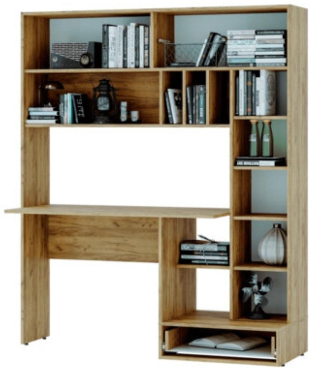 Стол компьютерный с надстройкой DOMA TEHNO 2, 150х57x180 см, серый, светло-коричневый купить,NaN