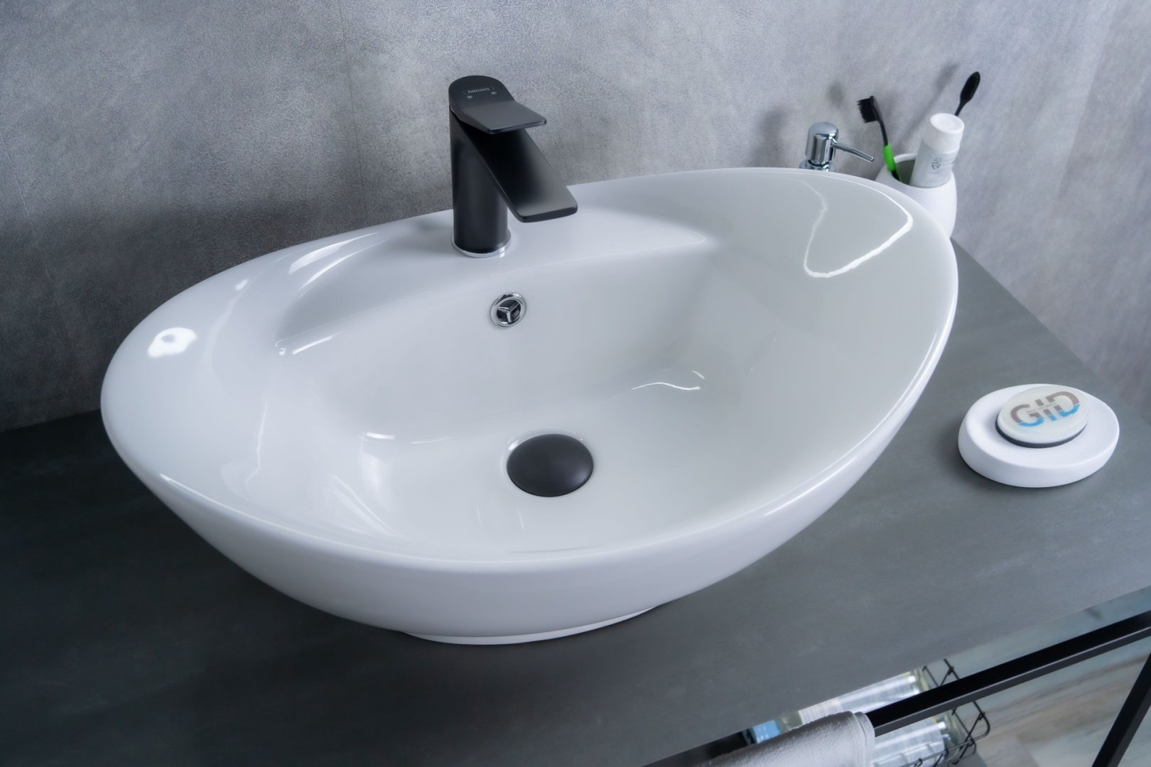 Раковина GID-ceramic N9018 накладная овальная 39, фаянс купить,59816