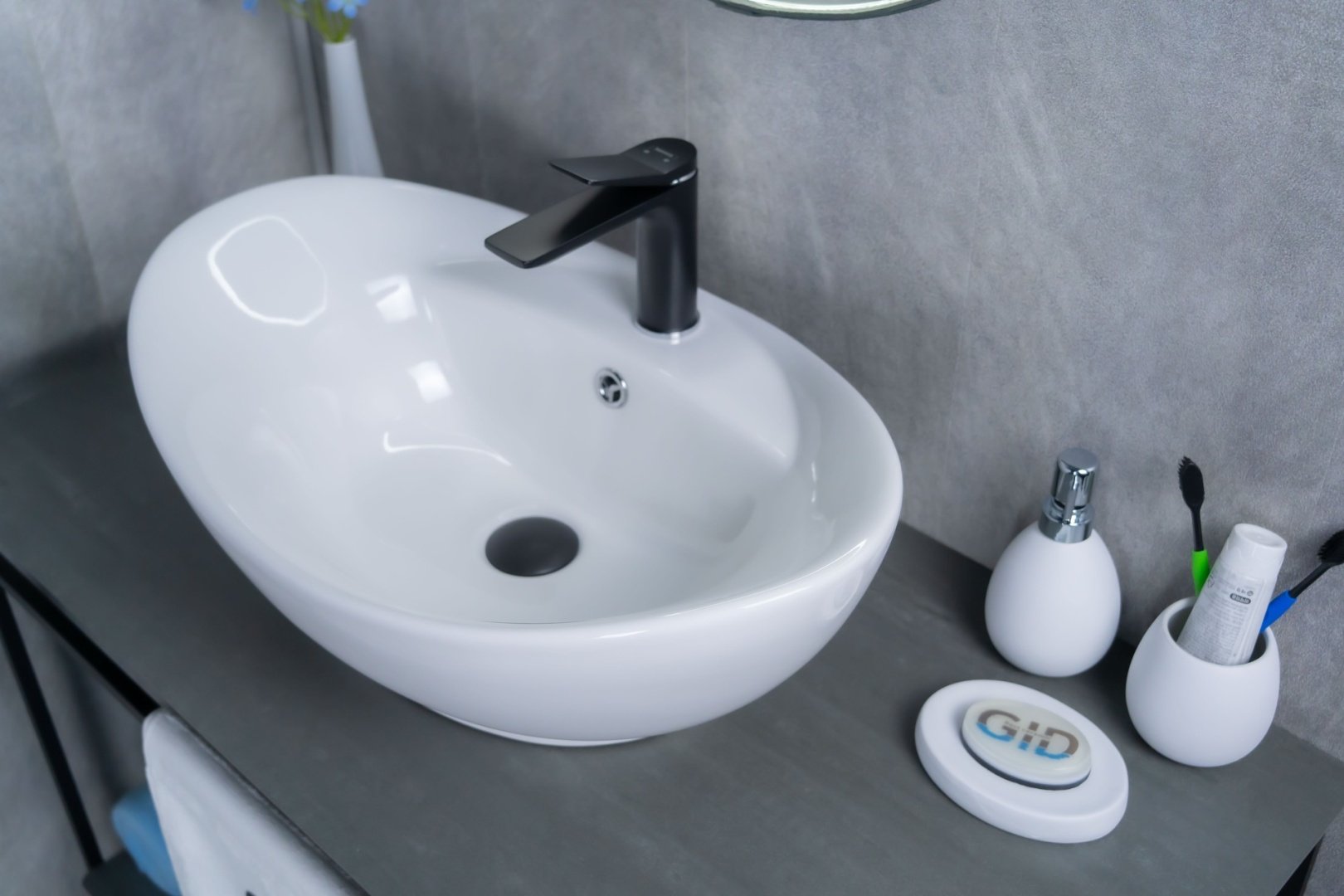 Раковина GID-ceramic N9018 накладная овальная 39, фаянс