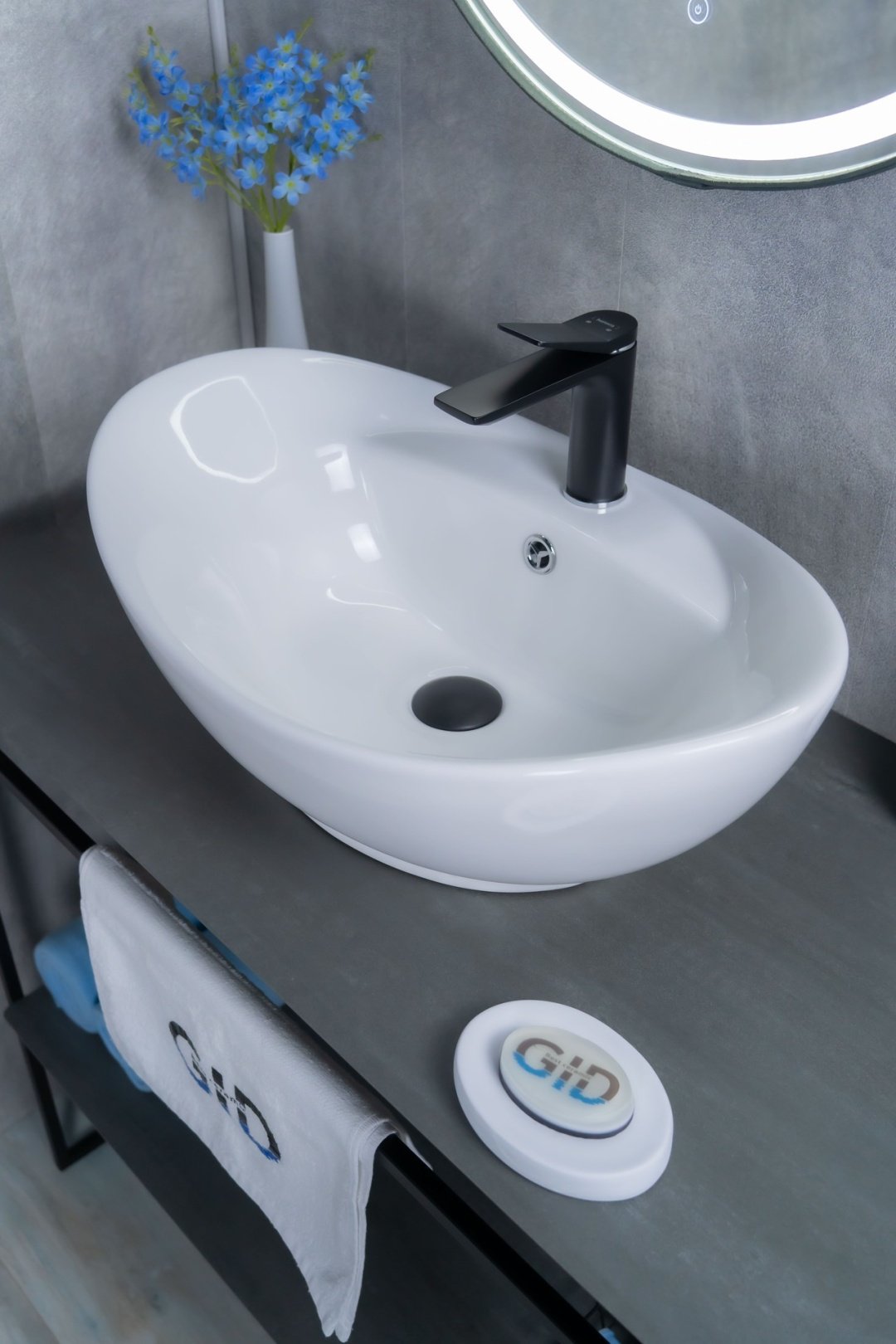 Раковина GID-ceramic N9018 накладная овальная 39, фаянс