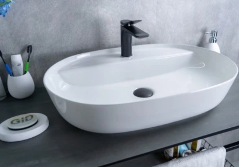 Раковина GID-ceramic D1346 накладная овальная 61, керамика купить,NaN