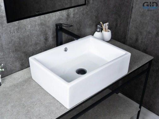Раковина GID-ceramic N9129 накладная прямоугольная 51, керамика