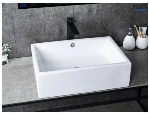 Раковина GID-ceramic N9129 накладная прямоугольная 51, керамика