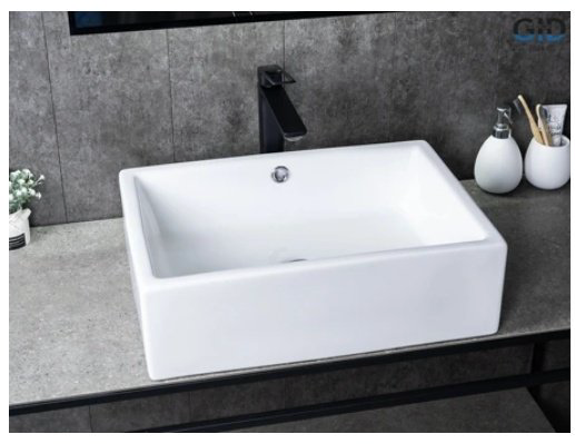 Раковина GID-ceramic N9129 накладная прямоугольная 51, керамика купить,54700